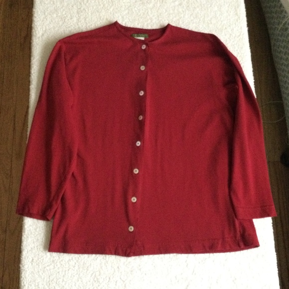 Vintage 90s ESPRIT Button Down Knit Top Cardigan Red - Sz Medium - Picture 3 of 10